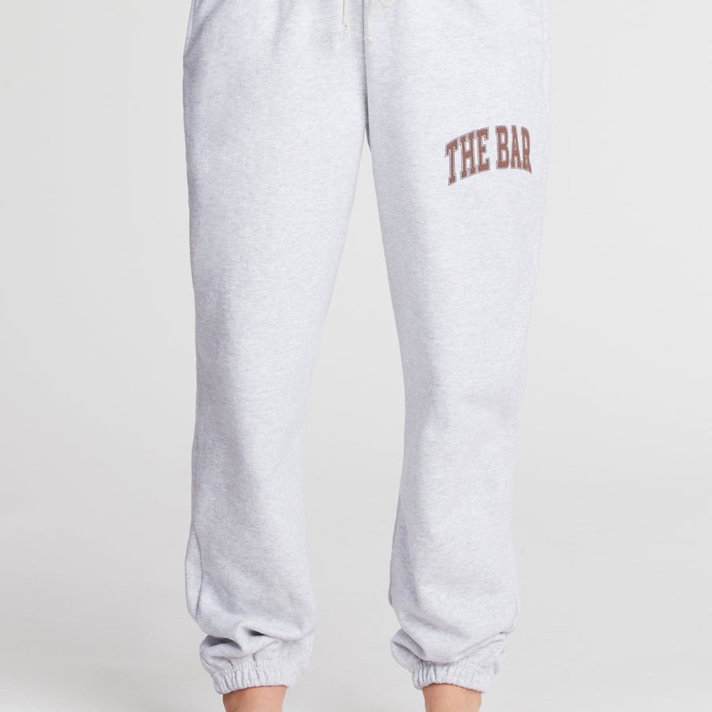 The Bar Varsity Light Heather Gray Sweatpants with Brown Logo